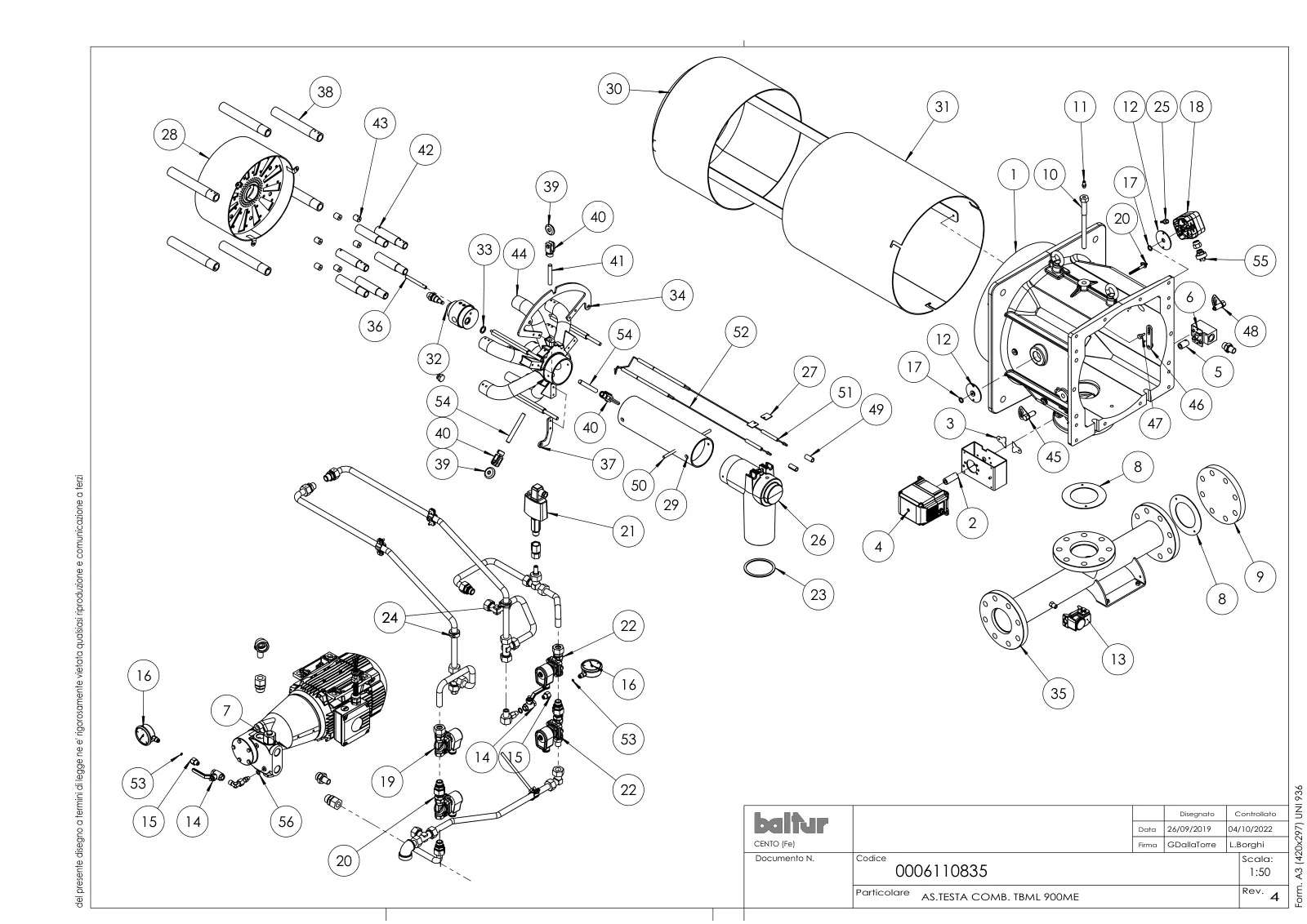 Деталировка Baltur TBML 900 ME V, лист 2