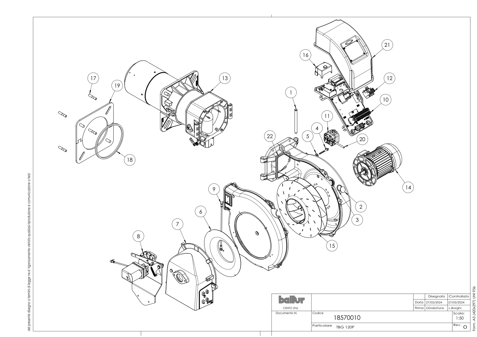 Деталировка Baltur TBG 120 P, лист 1