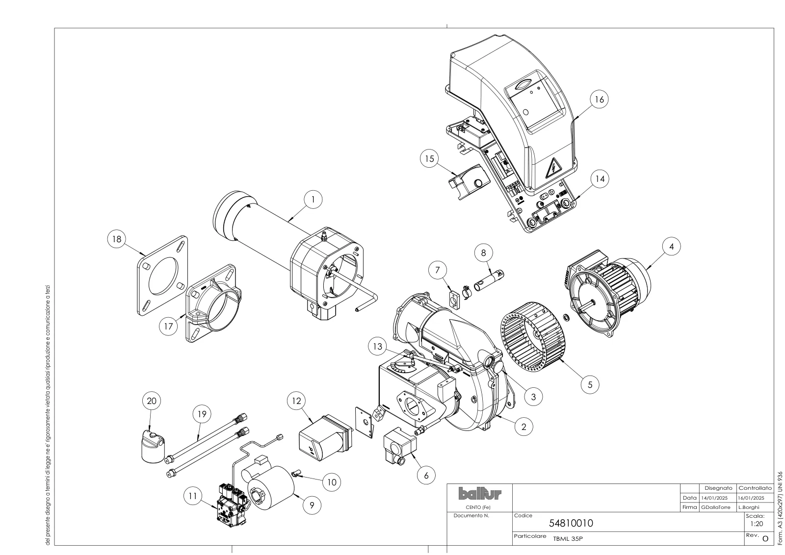 Деталировка Baltur TBML 35 P, лист 1
