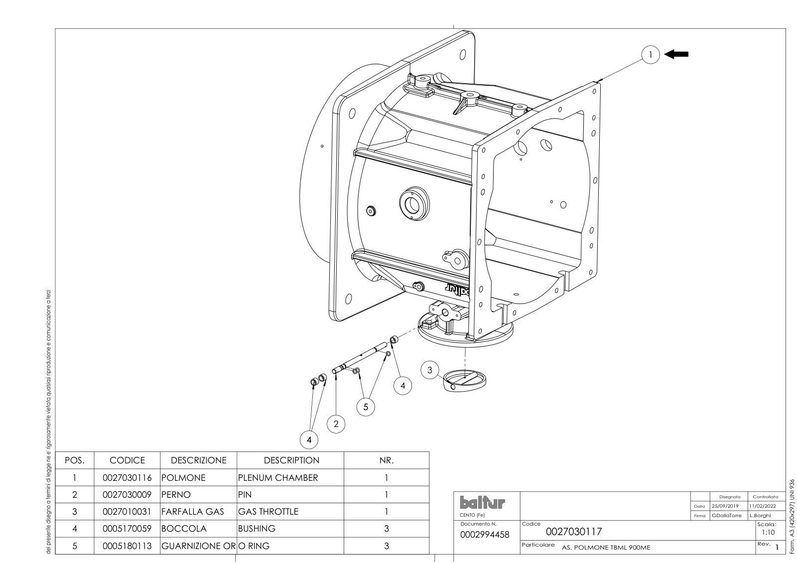 Деталировка Baltur TBML 900 ME V, лист 3