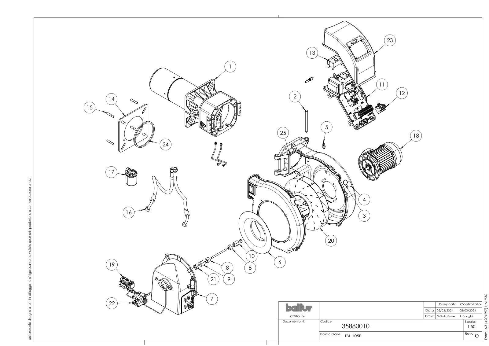 Деталировка Baltur TBL 105 P, лист 1