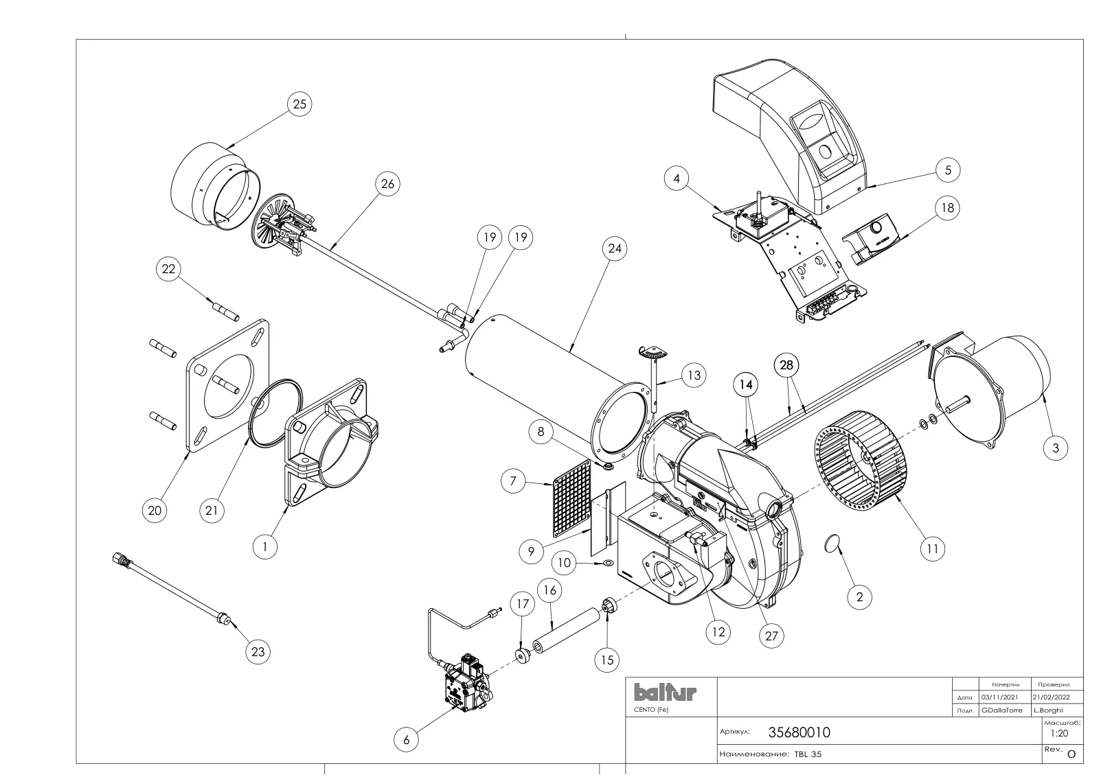 Деталировка Baltur TBL 35, лист 1