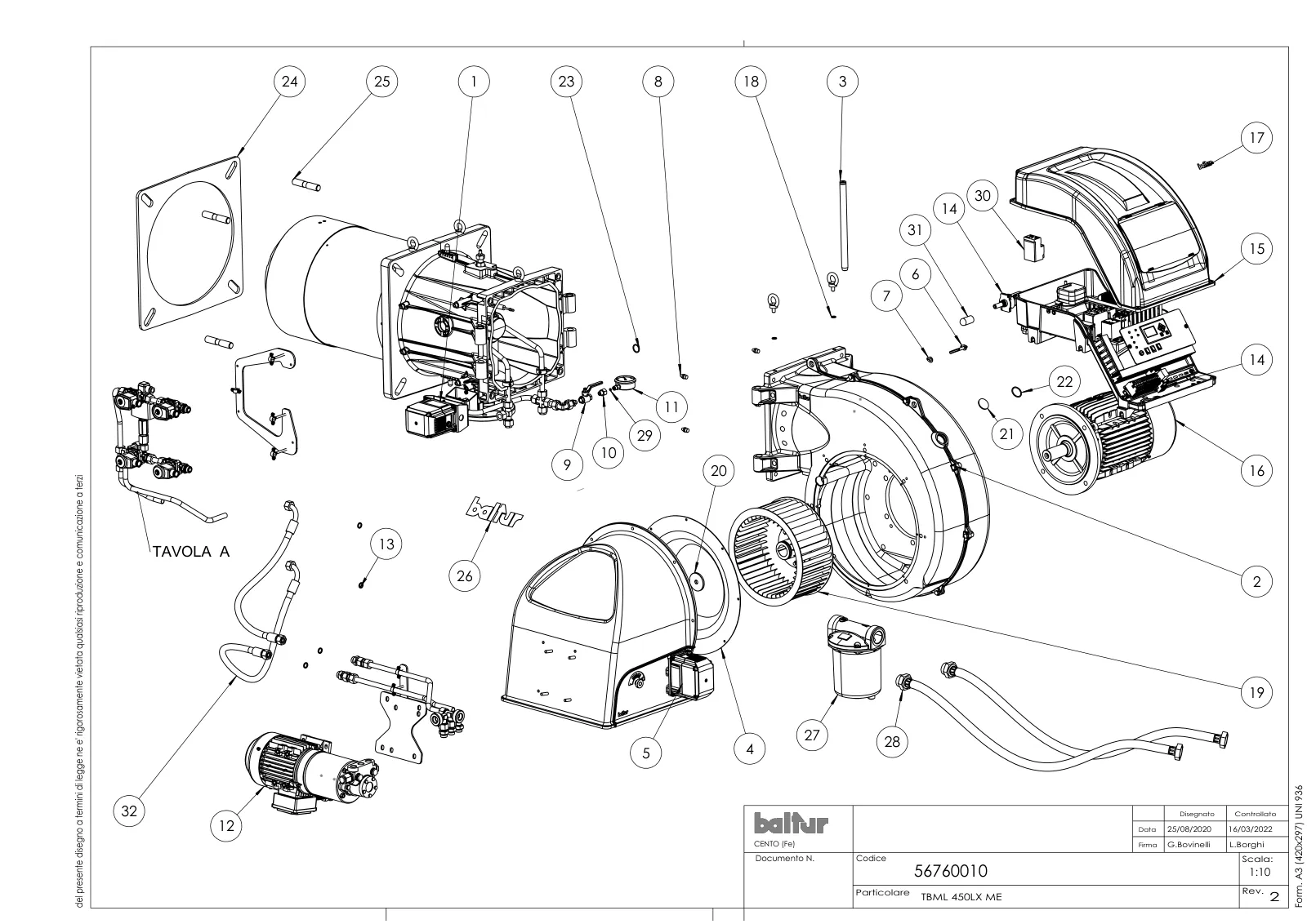 Деталировка Baltur TBML 450 LX ME V, лист 1
