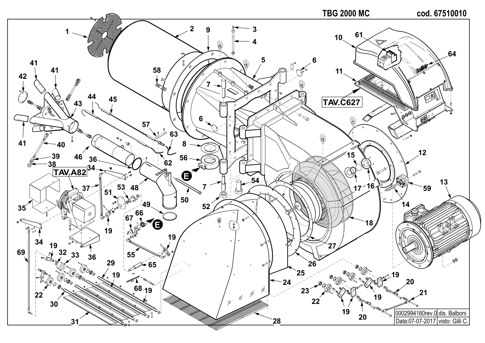 Деталировка Baltur TBG 2000 MC, лист 1