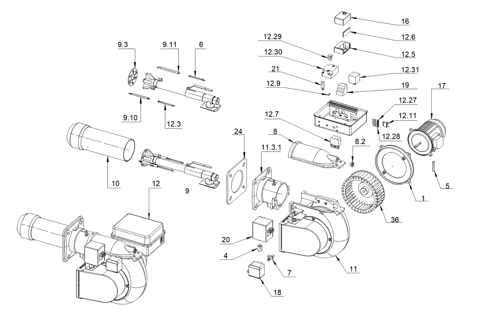 Деталировка F.B.R. GAS XP 60/2 CE-LX TL EVO + R. CE D1" – S, лист 1