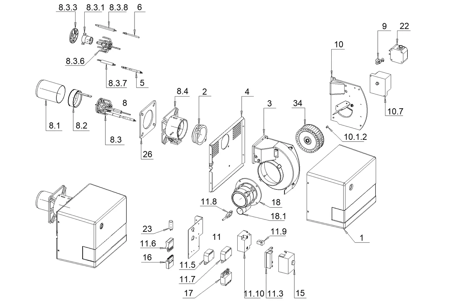 Деталировка F.B.R. GAS X 2/2 CE TC + R. CE D3/4" – S, лист 1
