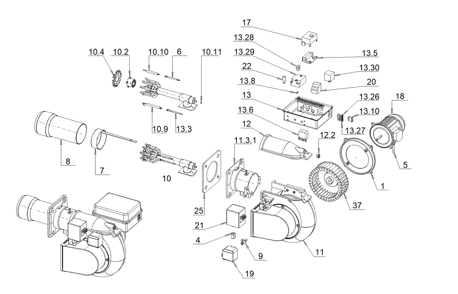 Деталировка F.B.R. GAS XP 60/2 CE TC EVO + R. CE D1"-S, лист 1