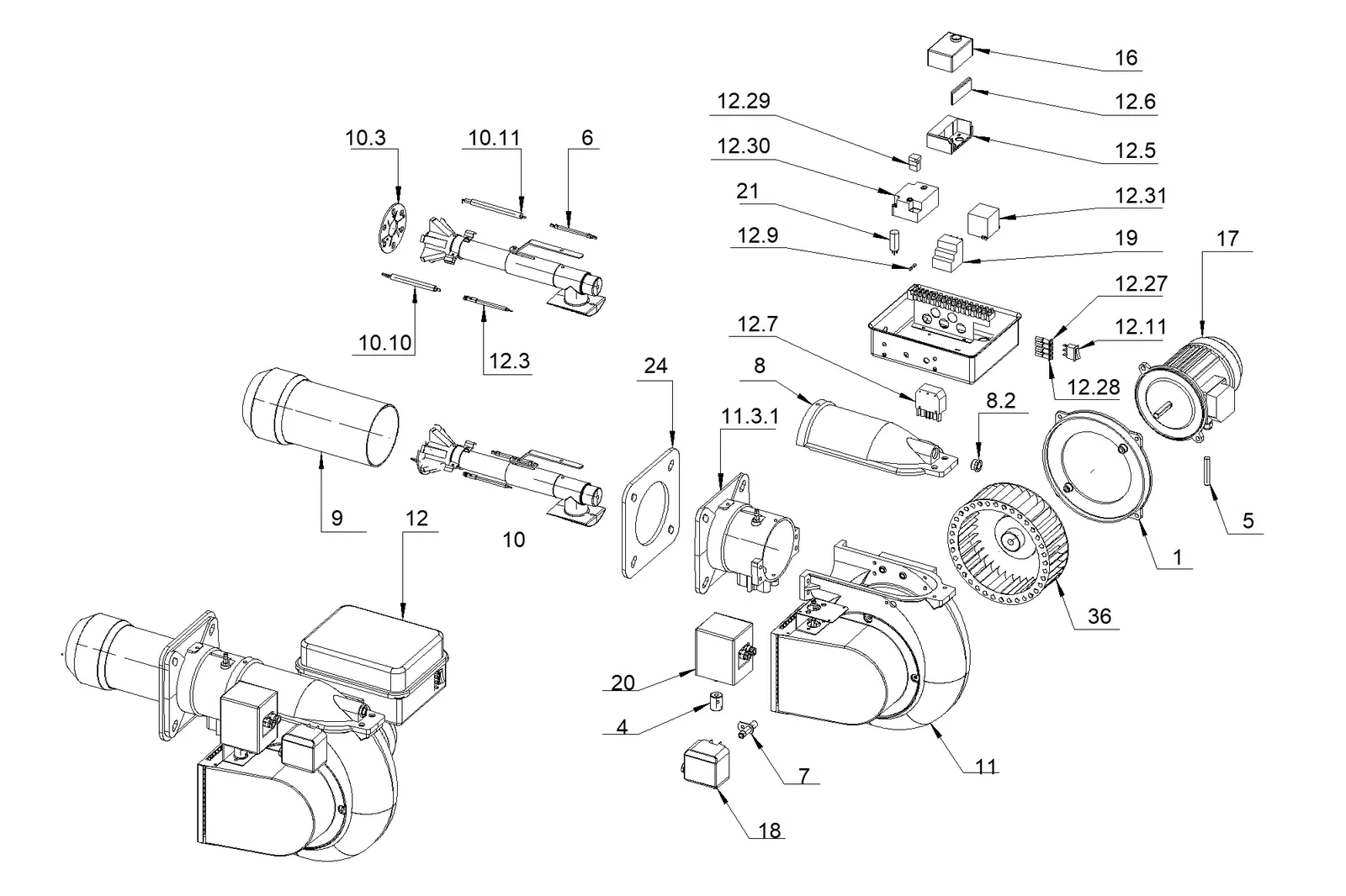 Деталировка F.B.R. GAS XP 60/2 CE-LX TC EVO + R. CE D1" – S, лист 1