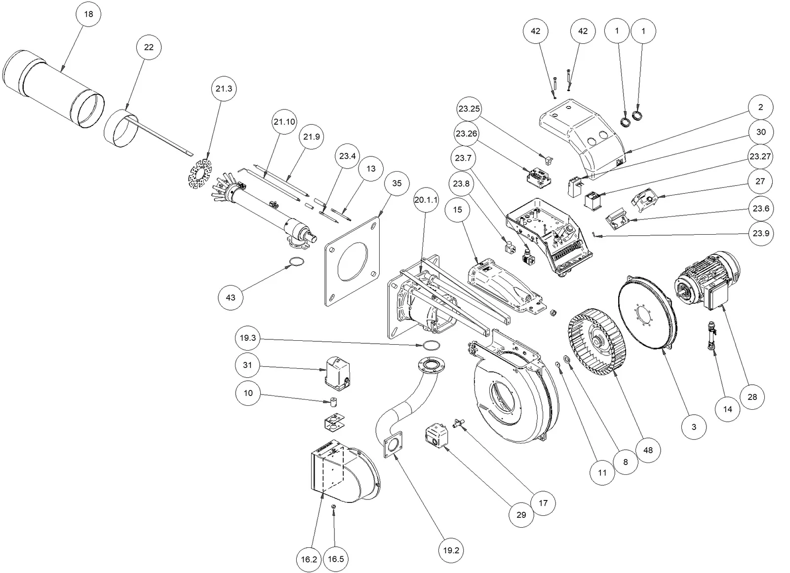 Деталировка F.B.R. GAS XP 80/2 CE TL + R. CE D2"- S, лист 1