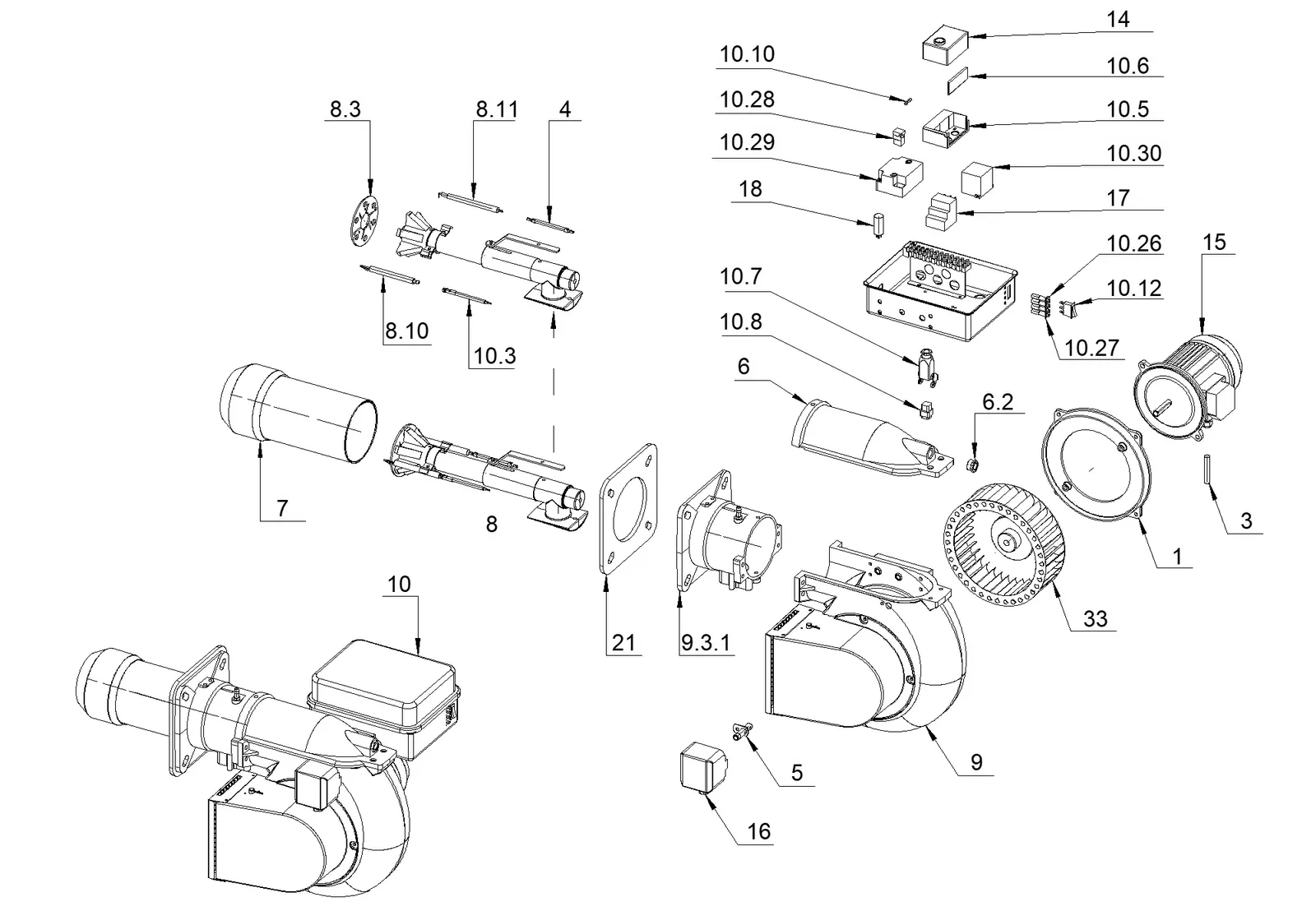 Деталировка F.B.R. GAS XP 60 CE-LX TC EVO + R. CE D1"-S, лист 1