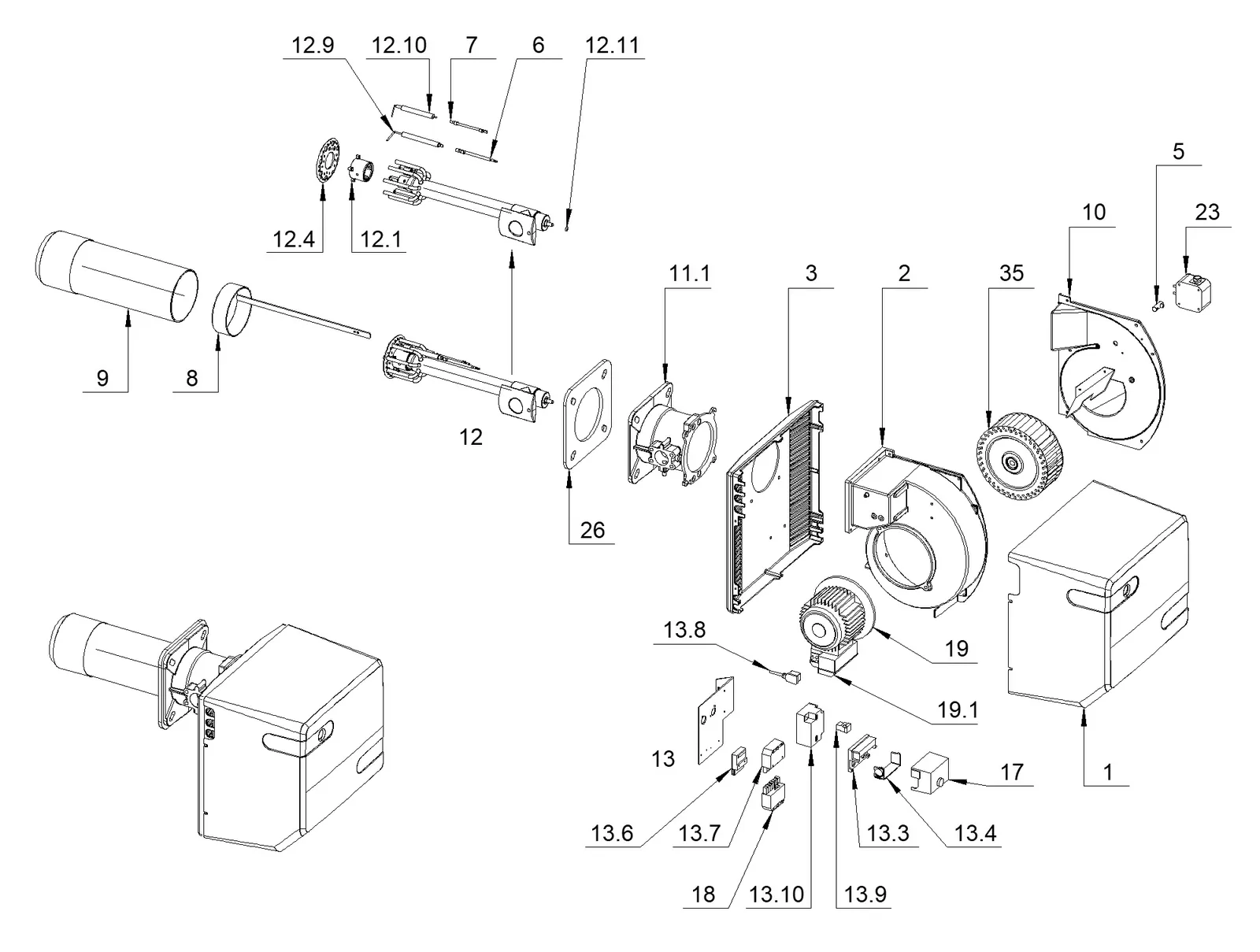 Деталировка F.B.R. GAS X5 CE TL + R. CE D1"1/2-S, лист 1